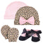 HB Pink+Leopard Caps/Booties/Gloves 4Pcs Set CP5008A
